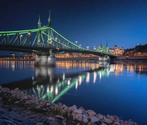 Famous Liberty Bridge Blue Hour Budapest Hungary — Stock Photo, Image