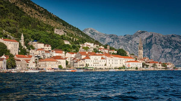 Perast Montenegro August 2019 Kilátás Perast Óvárosára Montenegróra — Stock Fotó