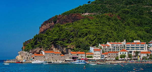 Petrovac Montenegro Agosto 2019 Vista Sobre Petrovac Sua Praia Verão — Fotografia de Stock