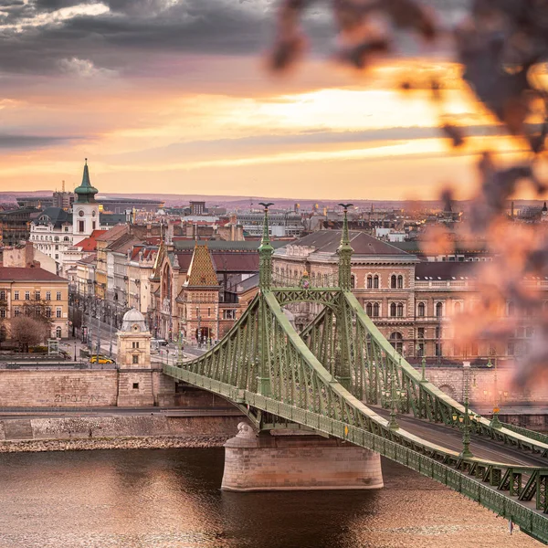 Liberty Bridge Budapešti Maďarsko Ráno — Stock fotografie