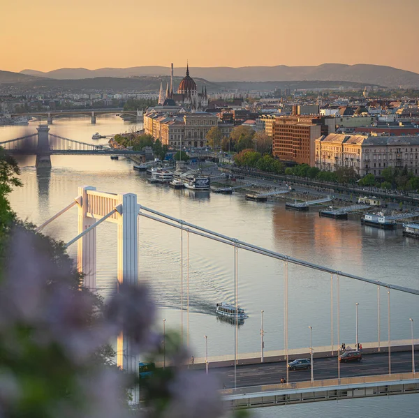 Budapest Ungern Maj 2021 Utsikt Över Budapest Med Elisabeth Bridge — Stockfoto