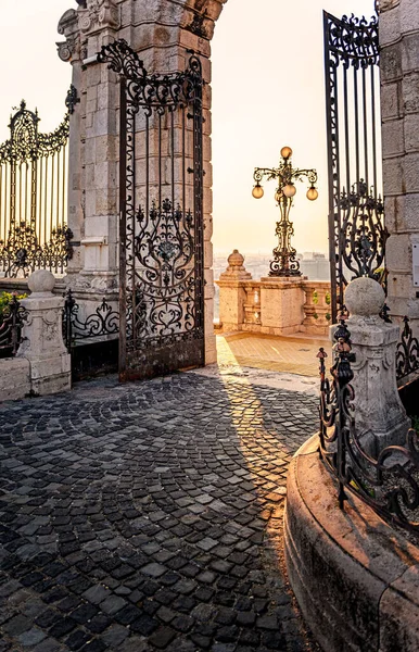 Portão Palácio Real Pela Manhã Budapeste — Fotografia de Stock