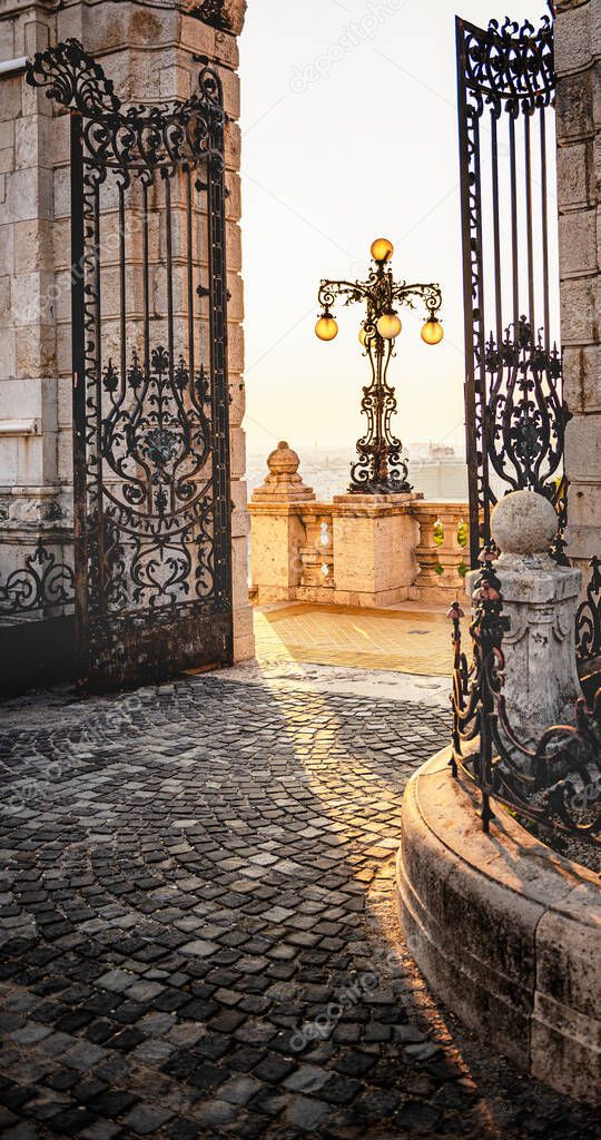 Gate of the Royal Palace in the morning in Budapest
