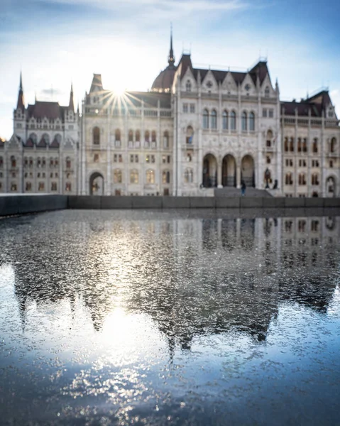 Węgierski Parlament Zachodzie Słońca Budapeszt — Zdjęcie stockowe