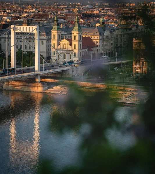 Budapest Węgry Maja 2021 Widok Budapeszt Mostem Elżbiety Wiosną — Zdjęcie stockowe