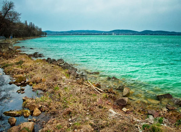 Jezioro balaton w sztormowej pogody — Zdjęcie stockowe