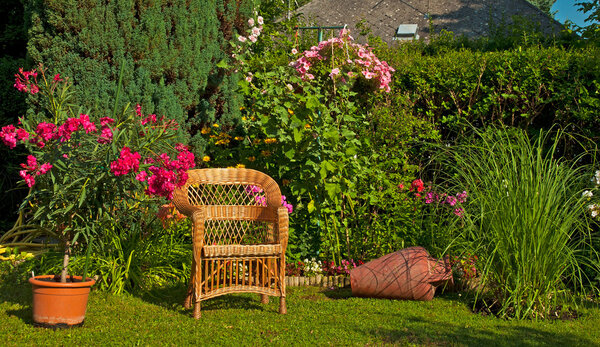 Wooden chair in the garden