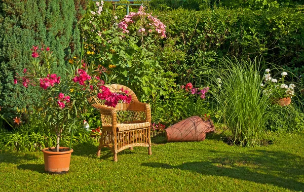 Красивый сад с цветами — стоковое фото