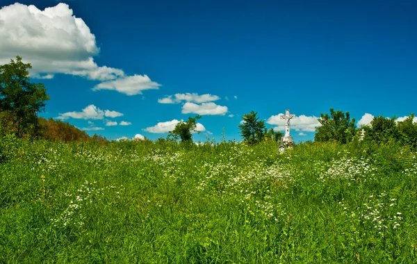 Verlassener Friedhof im Feld — Stockfoto