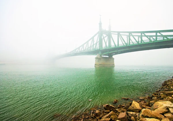 Ponte da liberdade nebulosa em Budapeste — Fotografia de Stock