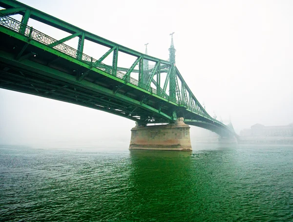 Foggy liberty bridge in Budapest — Stock Photo, Image