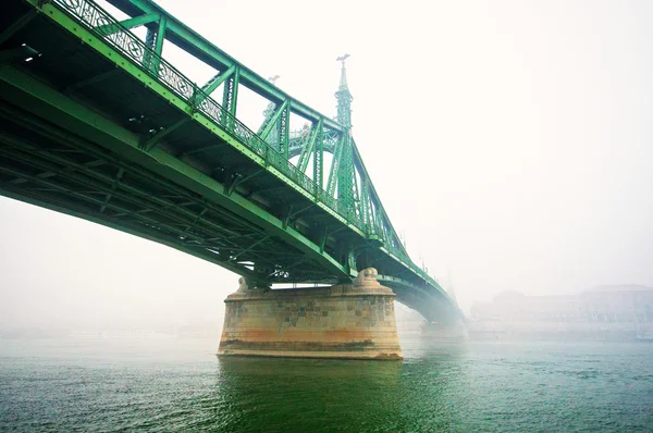 Ponte Foggy liberty a Budapest — Foto Stock