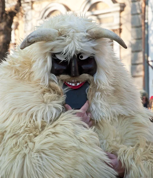 Unidentified people in mask at the Mohacsi Busojaras carnival — Stock Photo, Image