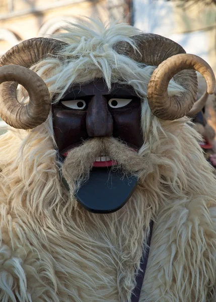 Unidentified people in mask at the Mohacsi Busojaras carnival Stock Picture