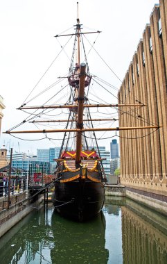 Replica of Golden Hind in London clipart