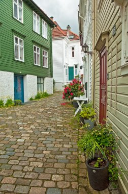 Bergen eski kasaba geleneksel evleri