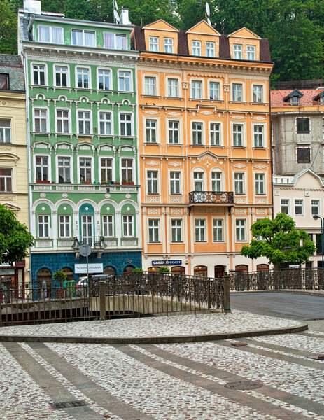 KARLOVY VARY, CZECH REPUBLIC - 24 MAY, 2015:Old town of Karlovy Vary, Czech Republic on 24 May, 2015. It is one of nicest spa cities in world.