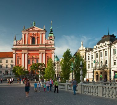 Ljubljana eski kasaba güzel evlerde