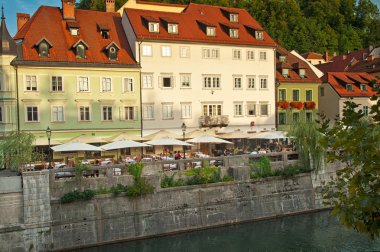 Ljubljana eski kasaba güzel evlerde