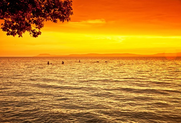 Atardecer dorado sobre el lago —  Fotos de Stock