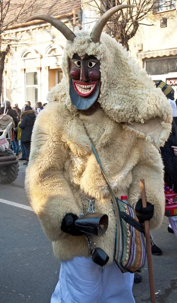 Unidentified people in mask at the Mohacsi Busojaras carnival — Stock Photo, Image