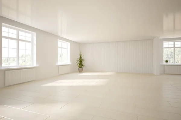 Branco vazio interior da sala de estar - ilustração 3d Fotos De Bancos De Imagens
