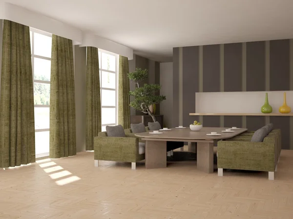 Diseño interior blanco con muebles — Foto de Stock