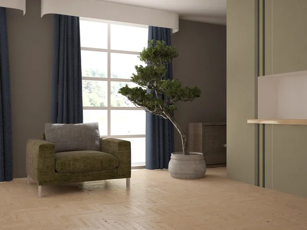 Beyaz iç tasarım mobilya ile — Stok fotoğraf