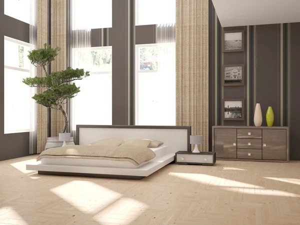 Bílý design interiéru s nábytkem — Stock fotografie