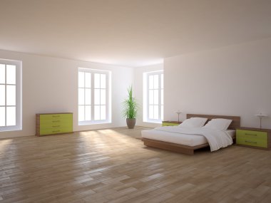 Beyaz iç tasarım evi-3d rendering için