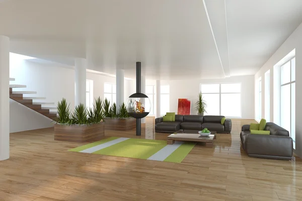 Ev-3d rendering için modern iç mekan tasarımları — Stok fotoğraf