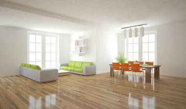 Beyaz modern iç kavramı-3d render