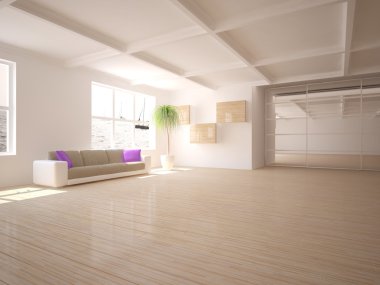 Beyaz modern iç kavramı-3d render