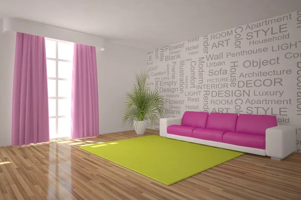 Blanco moderno concepto interior-3d renderizado —  Fotos de Stock