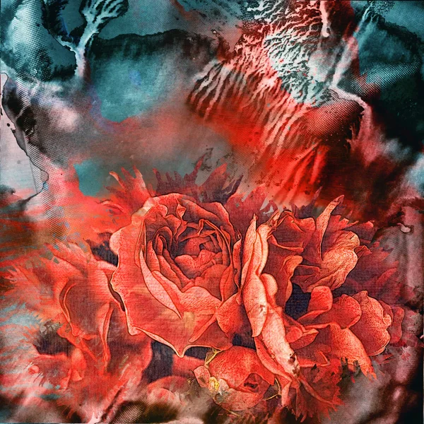 blooming roses art background