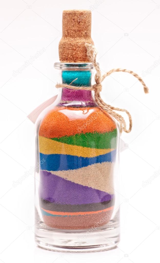 bottle with colorful sand