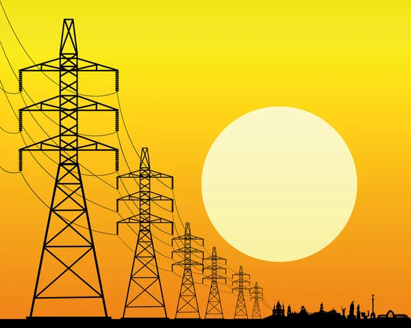 Línea de transmisión sobre fondo naranja — Vector de stock