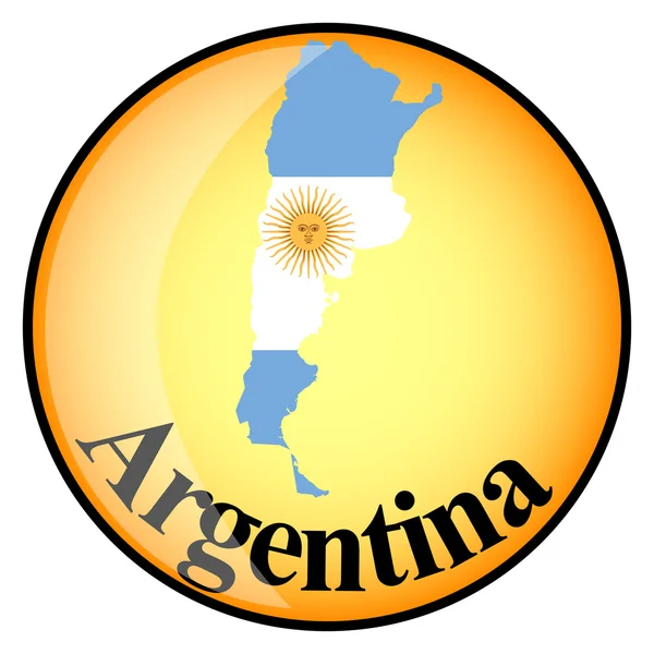 Oranje knop met de afbeelding kaarten van Argentinië — Stockvector