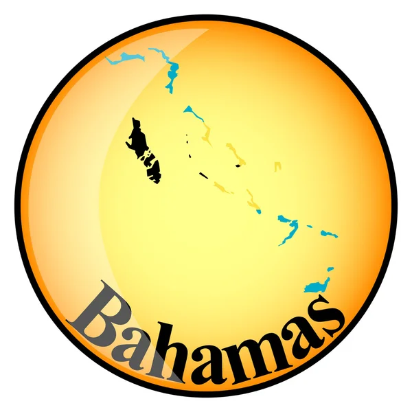Botón naranja con los mapas de Bahamas — Vector de stock