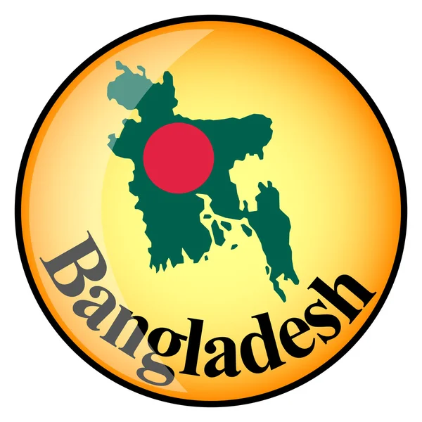 Orange button with the image maps of Bangladesh — Stock Vector