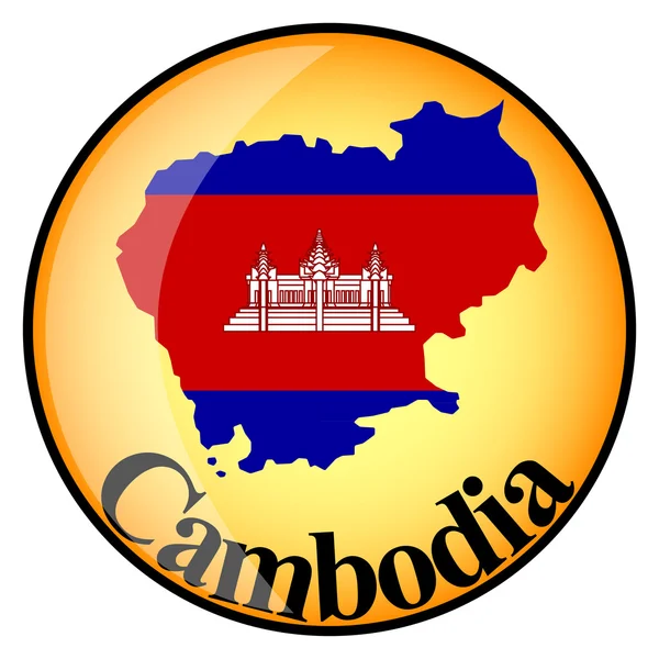 Botão laranja com os mapas de imagem de Camboja — Vetor de Stock