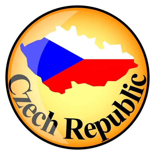 Botão laranja com os mapas de imagem de República Checa —  Vetores de Stock