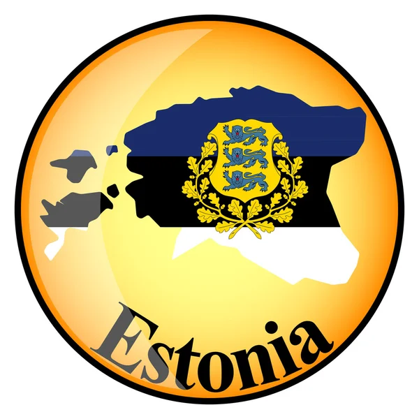 Orangefarbener Knopf mit den Bildkarten von Knopf Estland — Stockvektor