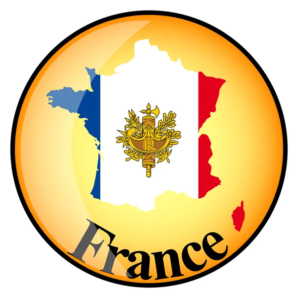 Orangefarbener Knopf mit den Landkarten von Frankreich — Stockvektor