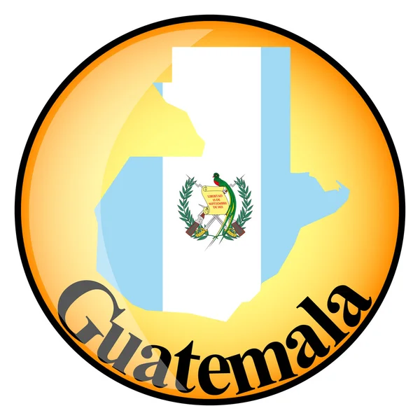 Orangefarbener Knopf mit den Landkarten von Guatemala — Stockvektor