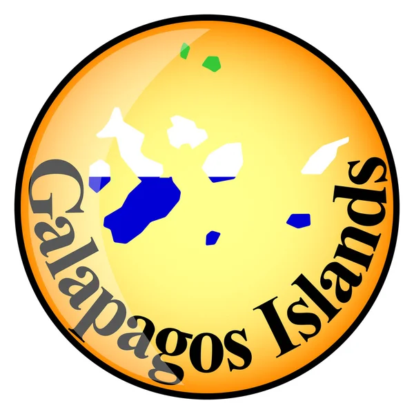 Πορτοκαλί κουμπί με την εικόνα χάρτες των νησιών Γκαλαπάγκος κουμπί Εικονογράφηση Αρχείου