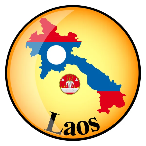 Botón naranja con los mapas de imagen de Laos — Vector de stock