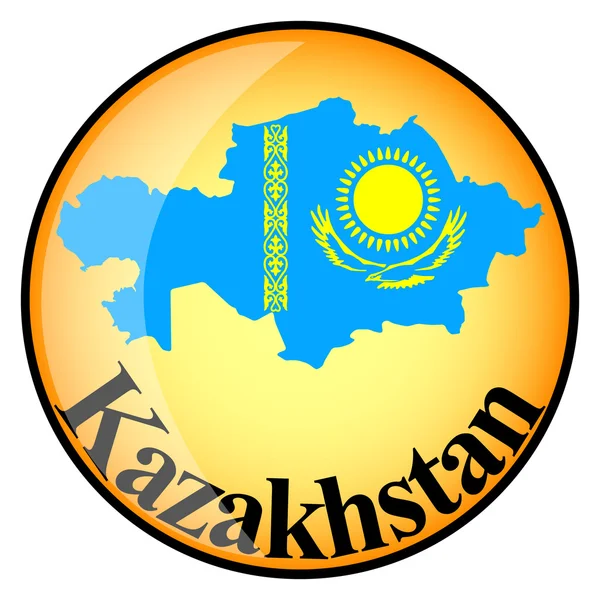 Botão laranja com a imagem mapas de Cazaquistão —  Vetores de Stock