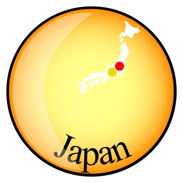 Botón naranja con los mapas de imagen de Japón — Vector de stock