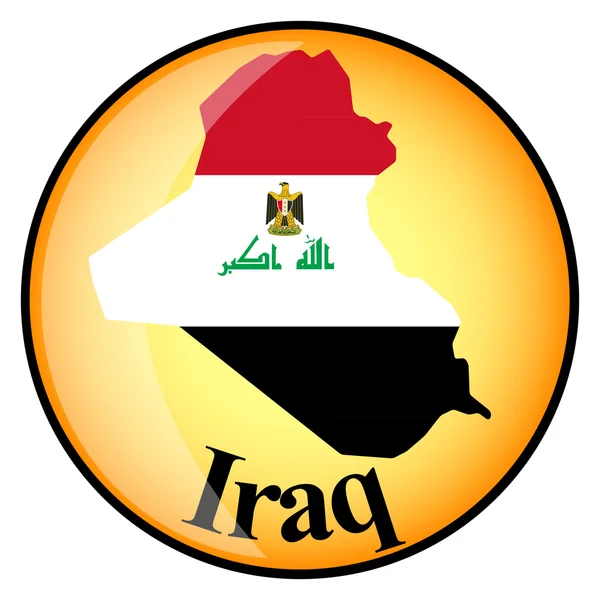 Orangefarbener Knopf mit den Landkarten des Irak — Stockvektor